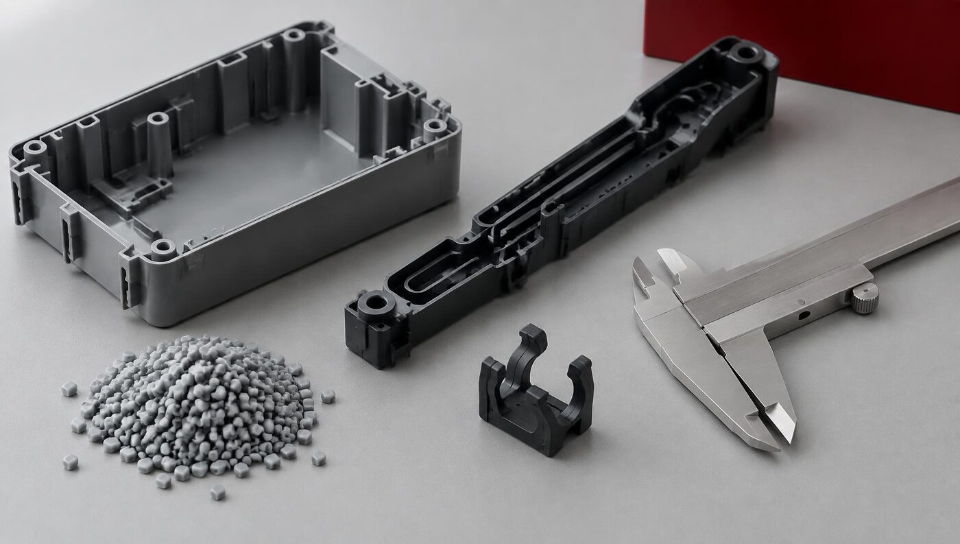 Thin-wall engineering components illustrating the importance of part geometry in plastics processing