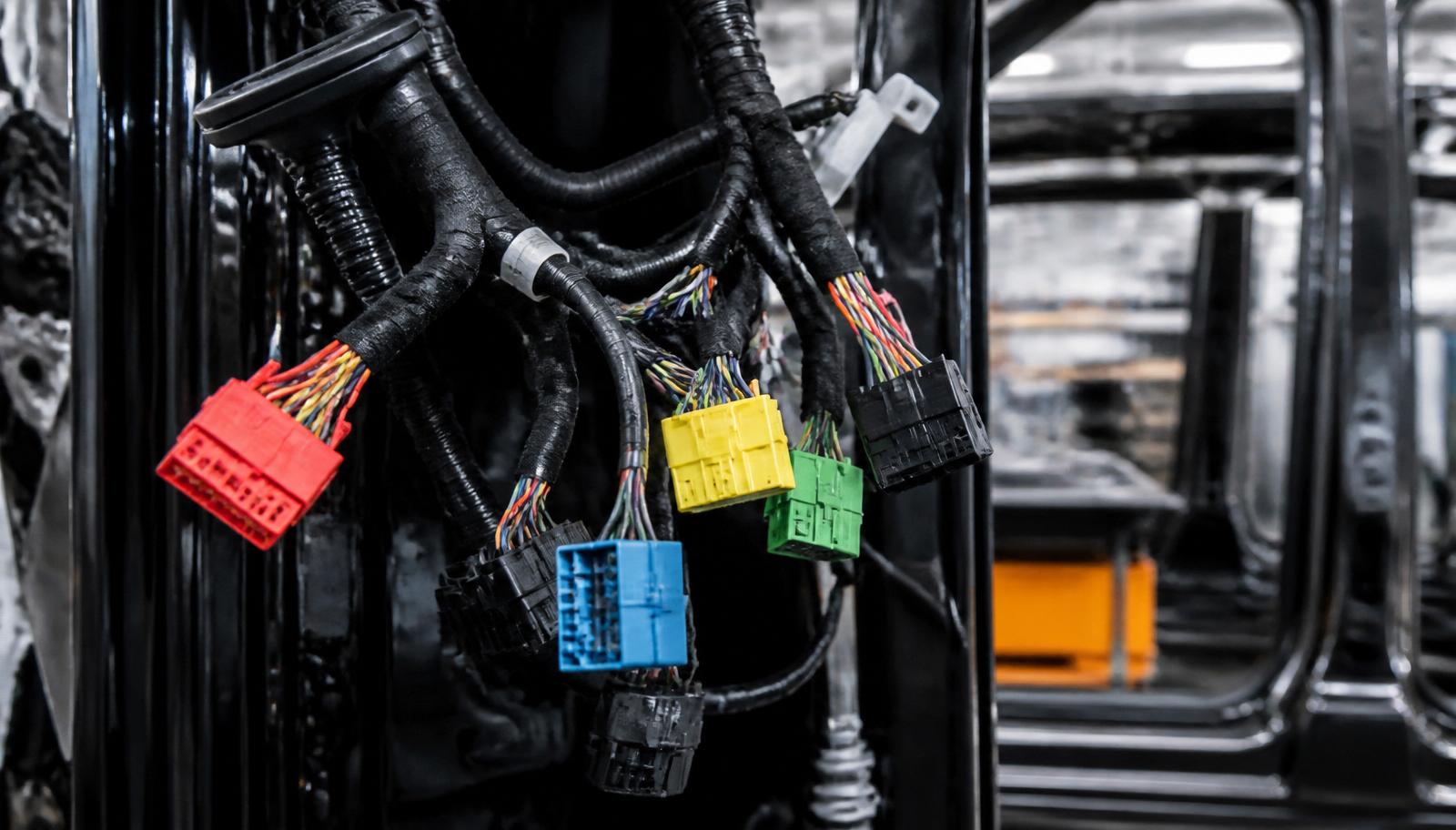 Color-coded automotive electrical connectors used during vehicle assembly