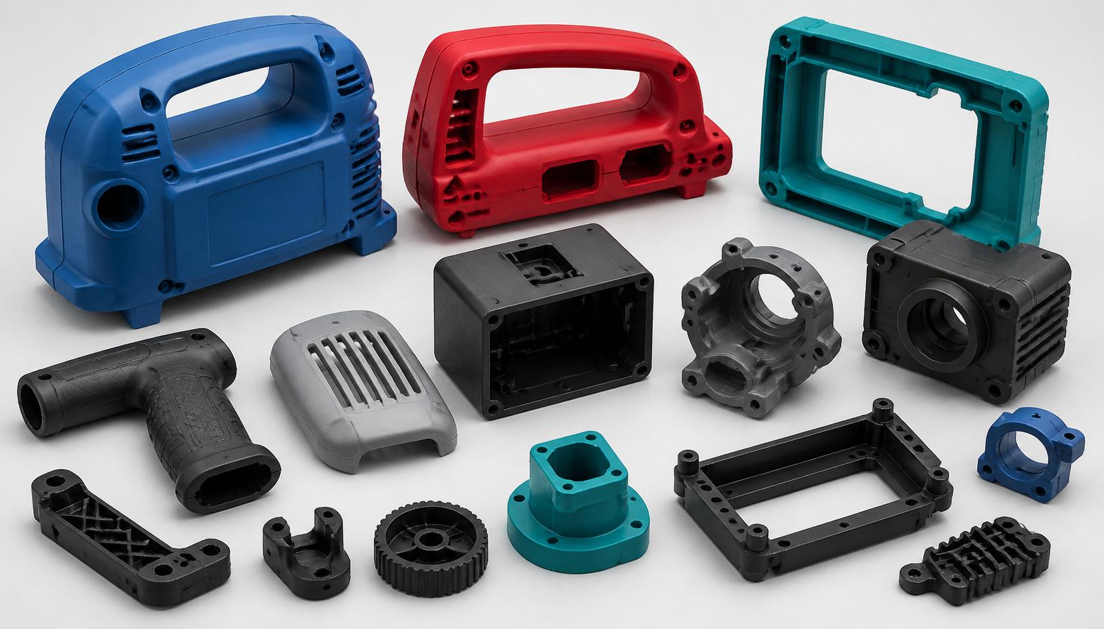 Injection-molded engineering plastic components in different functional colors