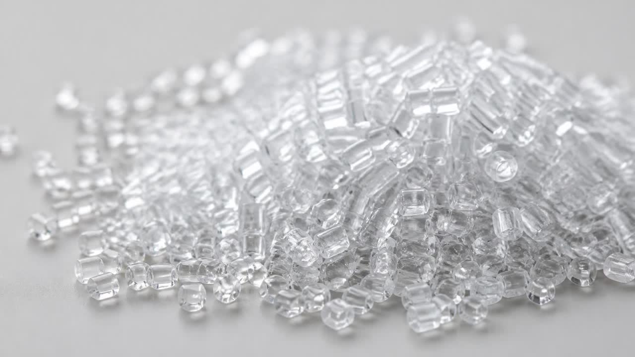Transparent polycarbonate pellets illustrating the LEXAN™ material family